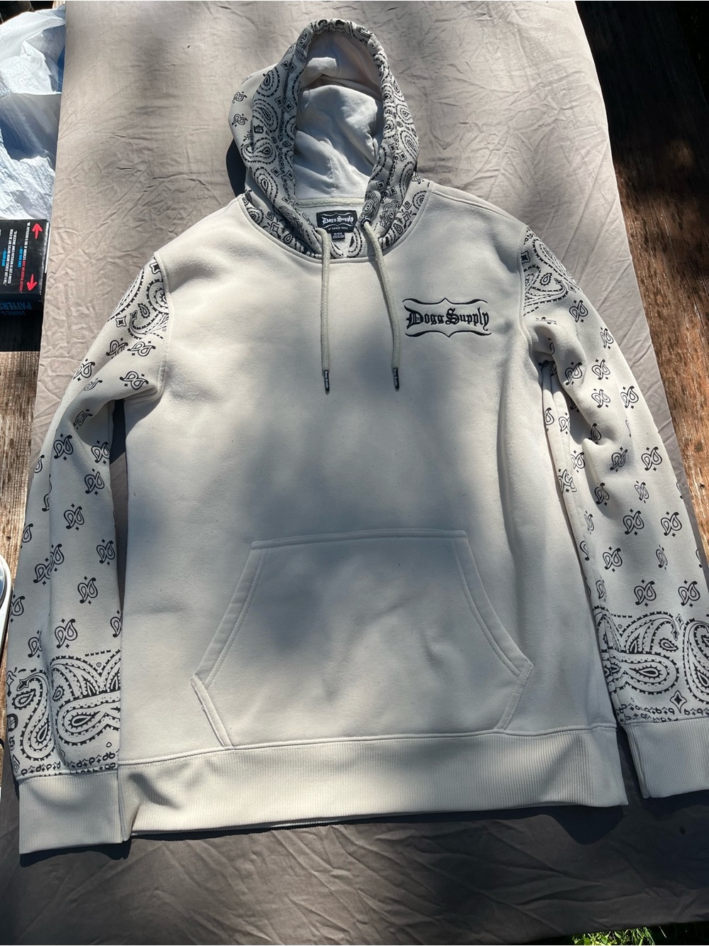 Dogg Supply Beige Bandana-Print Pullover Hoodie